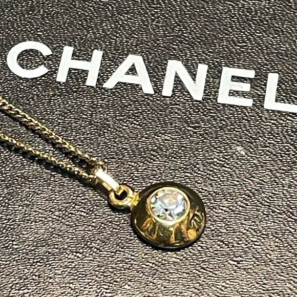 Chanel Rhinestone Necklace with golds tone Chain comes with a COA